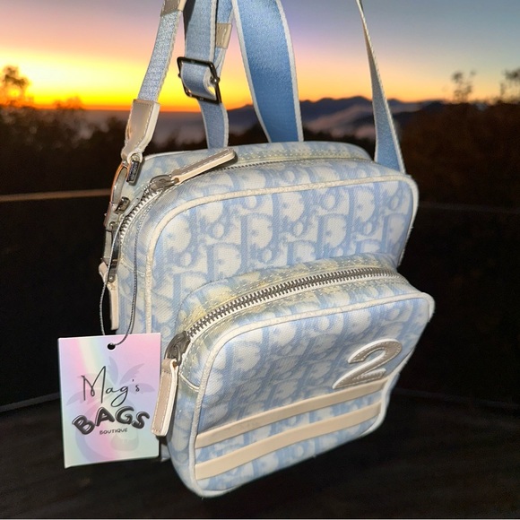 Dior: Blue CD Logo Trotter Crossbody Bag - Picture 10 of 17